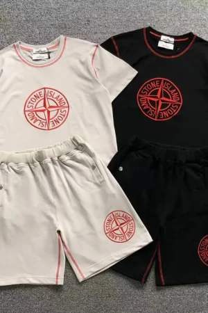Stone Island Compass Logo Print T-Shirt & Shorts Set