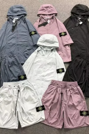 Stone Island Multi-Color Hoodie & Shorts Set