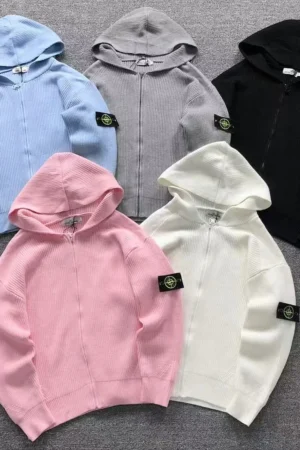 Stone Island Zip Hooded Knit Cardigan