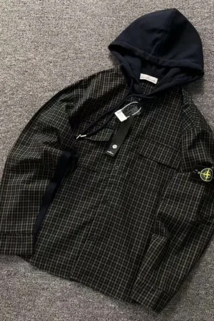 Stone Island Checked Hooded Shirt Jacket