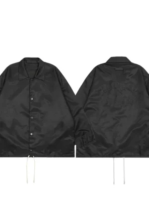FOG ESSENTIALS Black Embossed Logo Coach Jacket