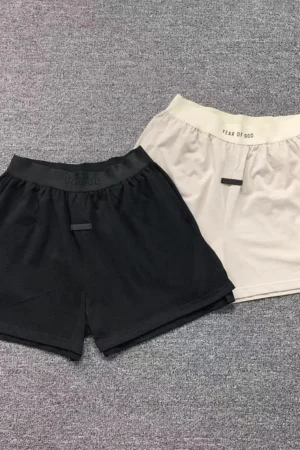 FEAR OF GOD Black & Cream Logo Waistband Shorts