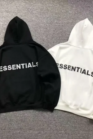 FOG ESSENTIALS Black Reflective Logo Hoodie & Sweatpants Set