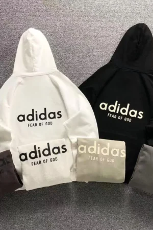 FEAR OF GOD Black Adidas Collab Big Logo Hoodie