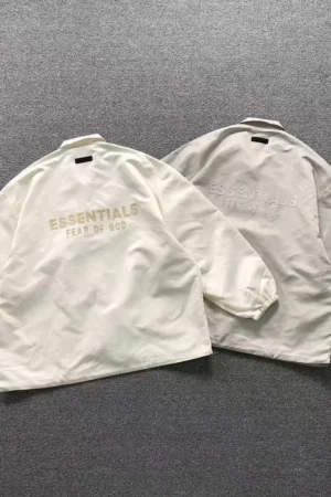 FOG ESSENTIALS White & Beige Small Logo Coach Jacket