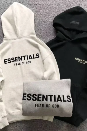 FOG ESSENTIALS Kids Cream & Black Small Logo Hoodie