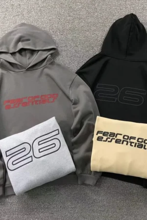 FOG ESSENTIALS Grey Fear of God Graphic Print Hoodie